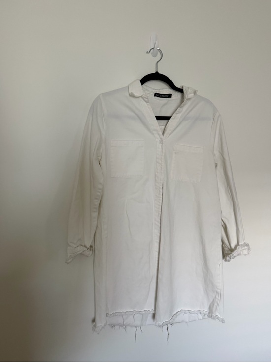 Source Unknown Dresses & Skirts - boutique Denim Distressed White Dress Size L